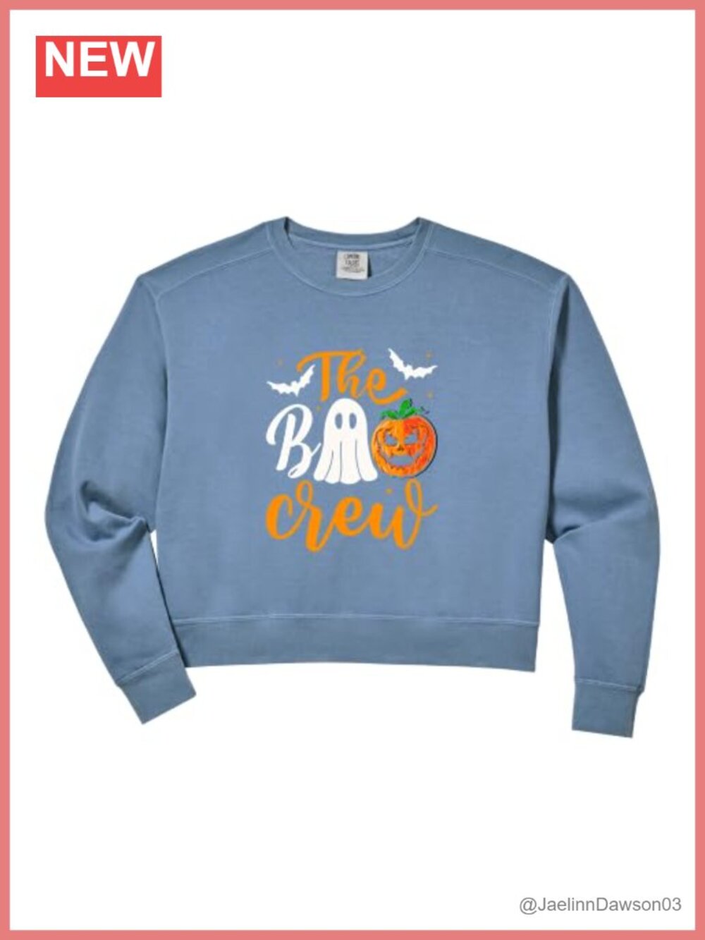 Womens Halloween The Boo Crew Ghost Crop Sweatshirt Cotton Blend Crew Neck